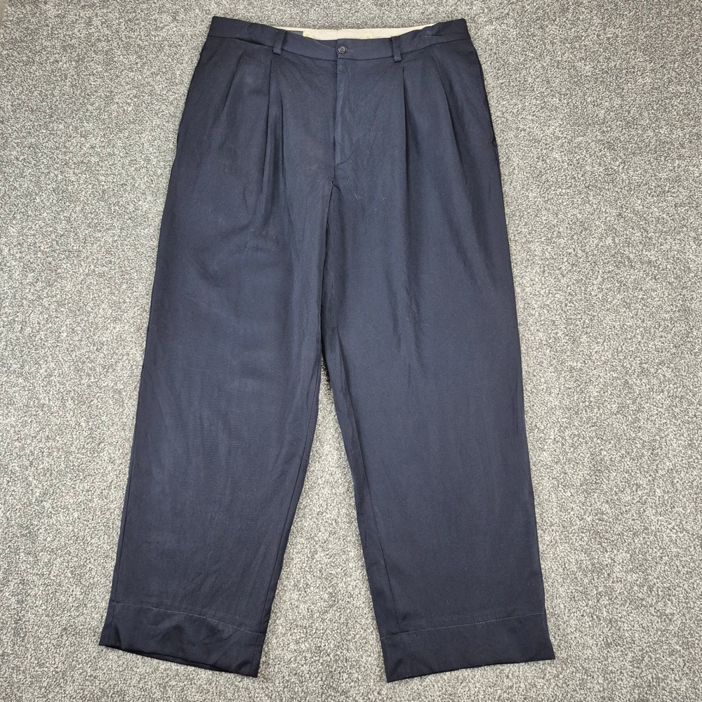 Vintage Banana Republic Pleated Pants Mens 36 Navy Blue Wool Made in Italy